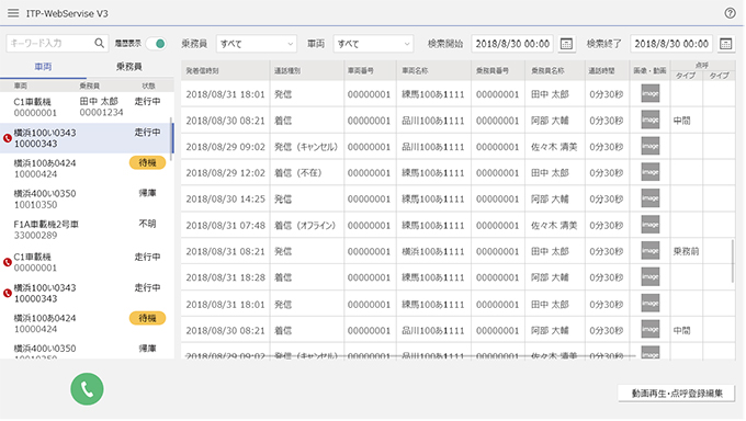 IT点呼 点呼履歴画面